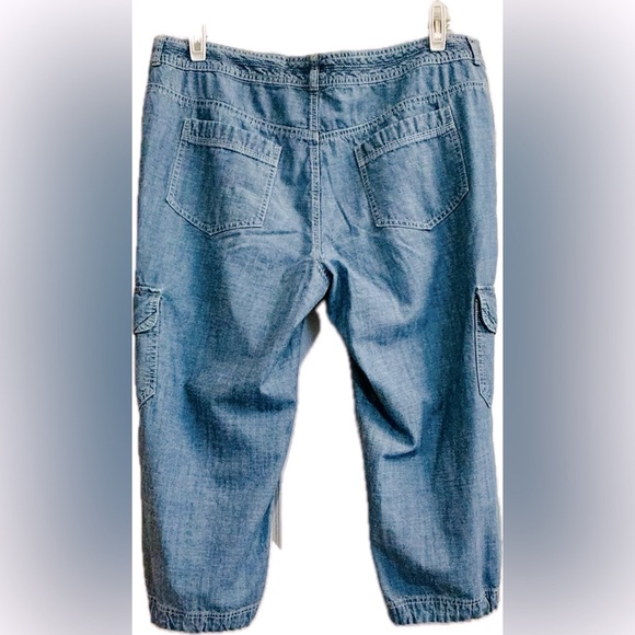Tommy Hilfiger Chambray clam digger capris with ankle ties sz 14 - Picture 4 of 12